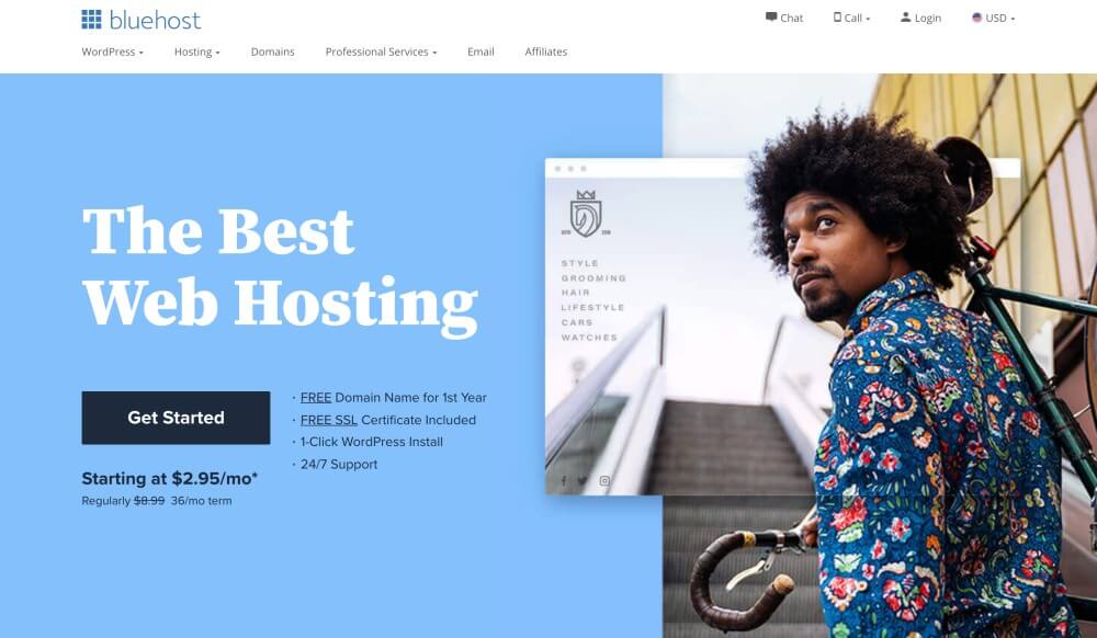 Website hosting with Bluehost