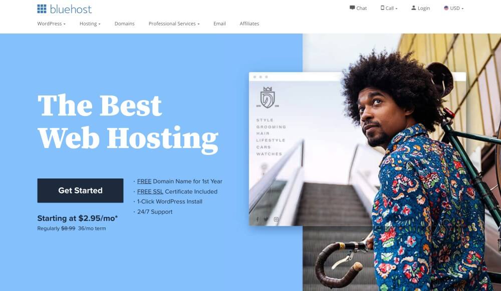 Website hosting met Bluehost