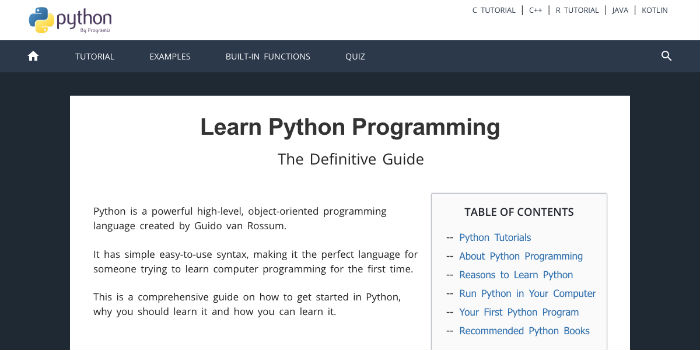  Lernen Sie Python online - Lernen Sie Python-Programmierung bei Programiz