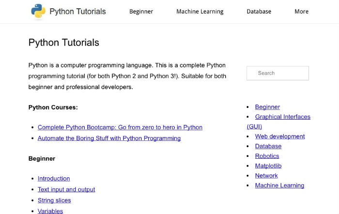 Python Online leren-Pythonspot Python Tutorials