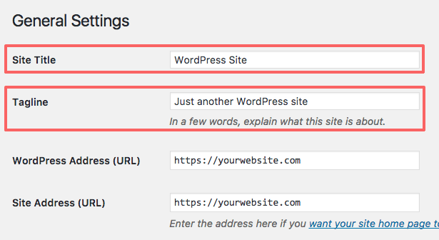 Setup WordPress after installation: change site title and tagline