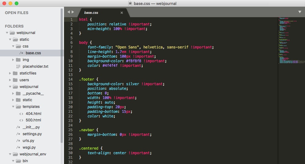 Text editor for coding: Sublime Text