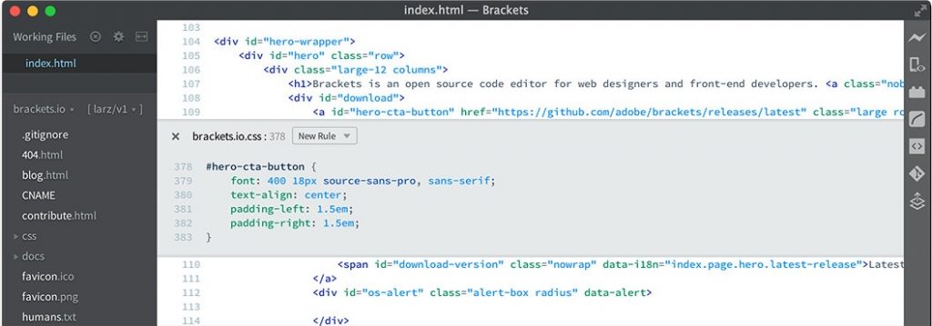 Brackets - Text Editor for coding