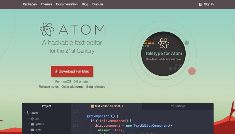 Text Editor for coding: Atom