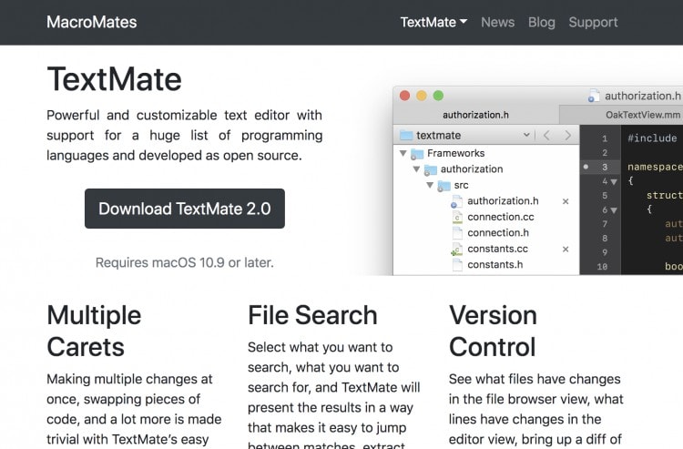 TextMate text editor for programming