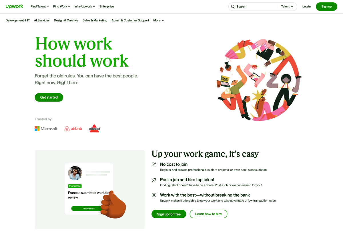Upwork homepage