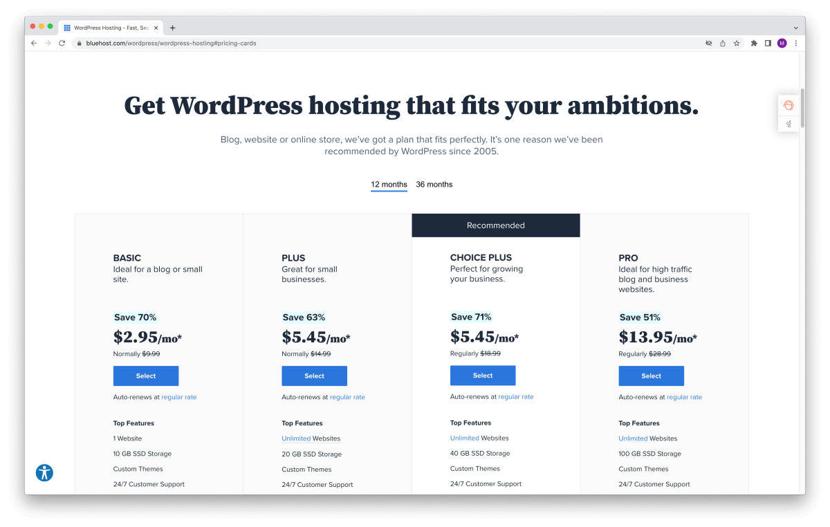 Bluehost WordPress web hosting plans – How to build a website or launch a portfolio