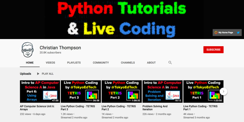 Find the best Python tutorial online - Christian Thompson YouTube Channel