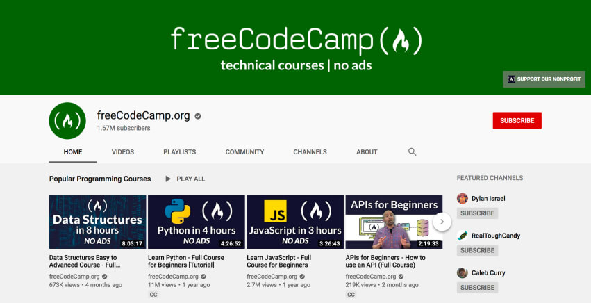 freeCodeCamp YouTube Channel - Python online training