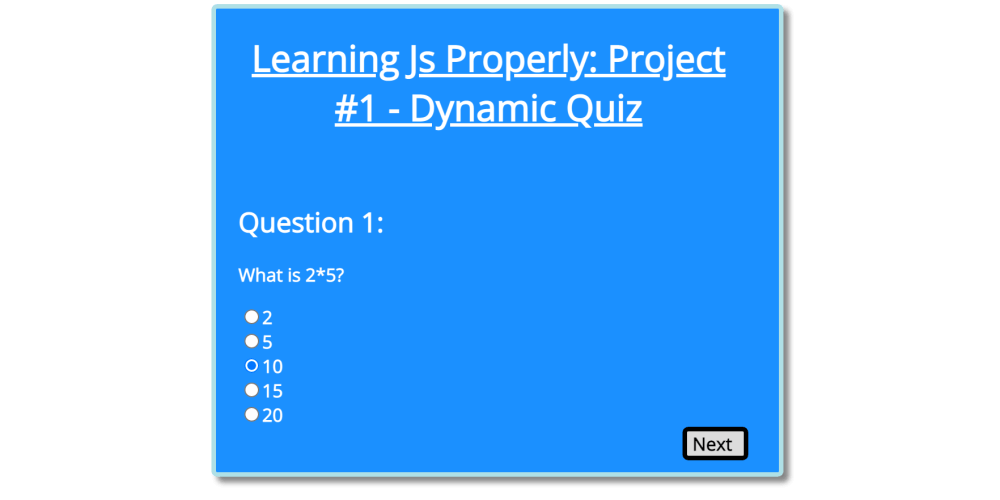Dynamic JavaScript Quiz project for beginners with source code