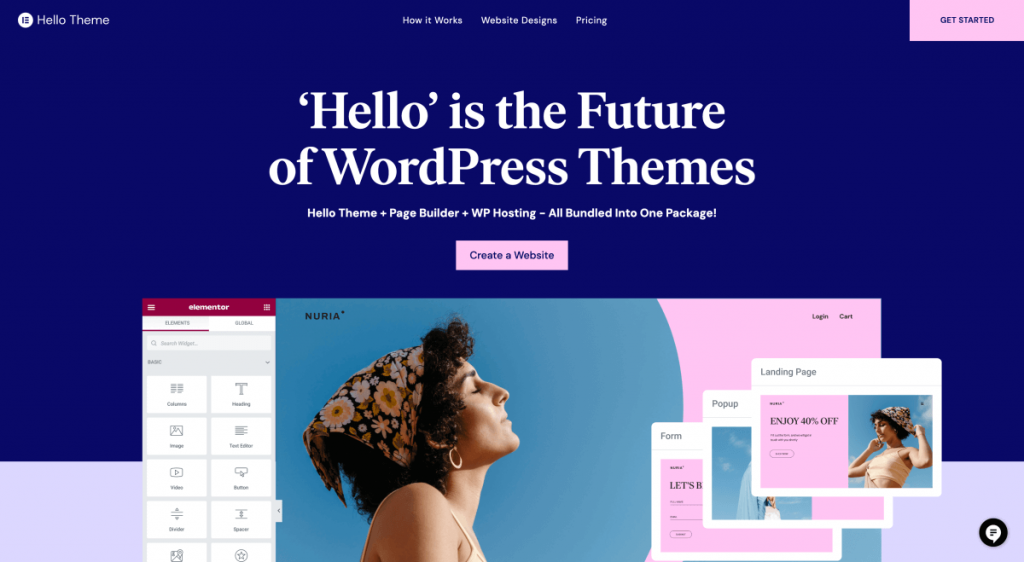 Hello WordPress theme by Elementor