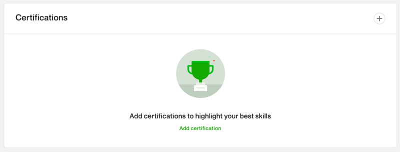 Add relevant certifications to your Upwork profile