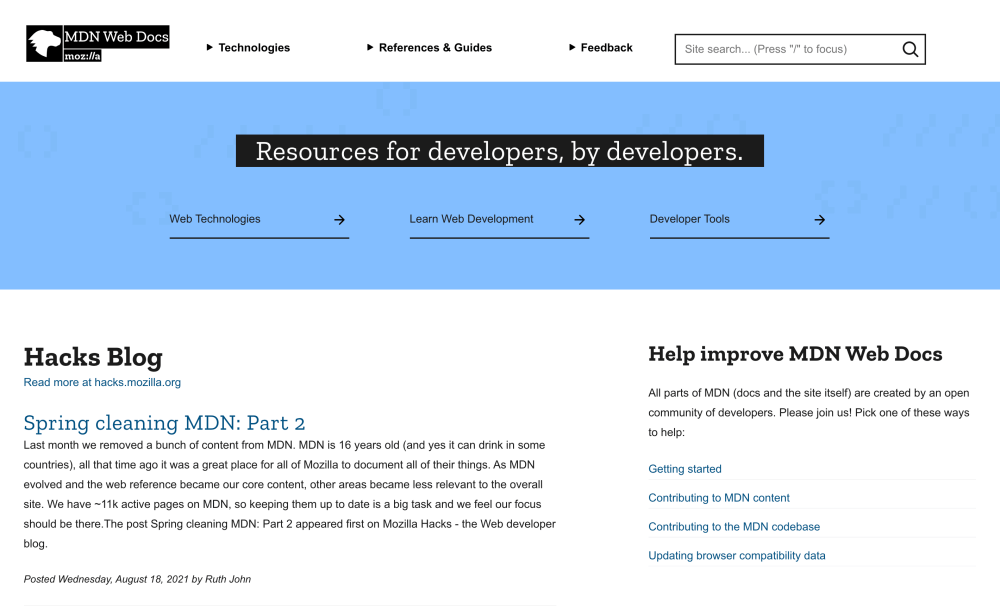 MDN Web Docs - Resources for developers