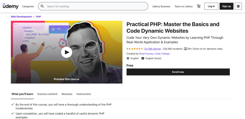 Practical PHP - Free PHP course on Udemy