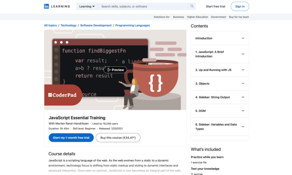 JavaScript Essential Training – LinkedIn Learning