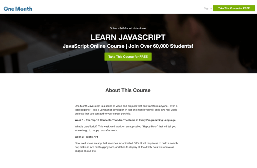 Learn JavaScript with One Month