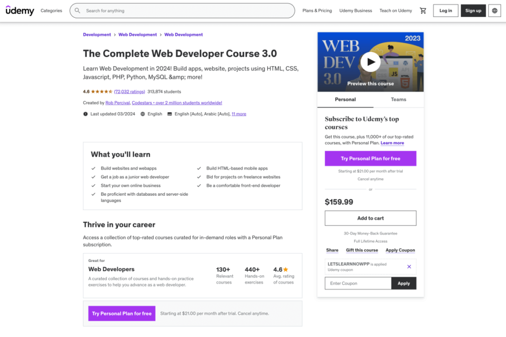The Complete Web Developer Course 2.0 – Udemy