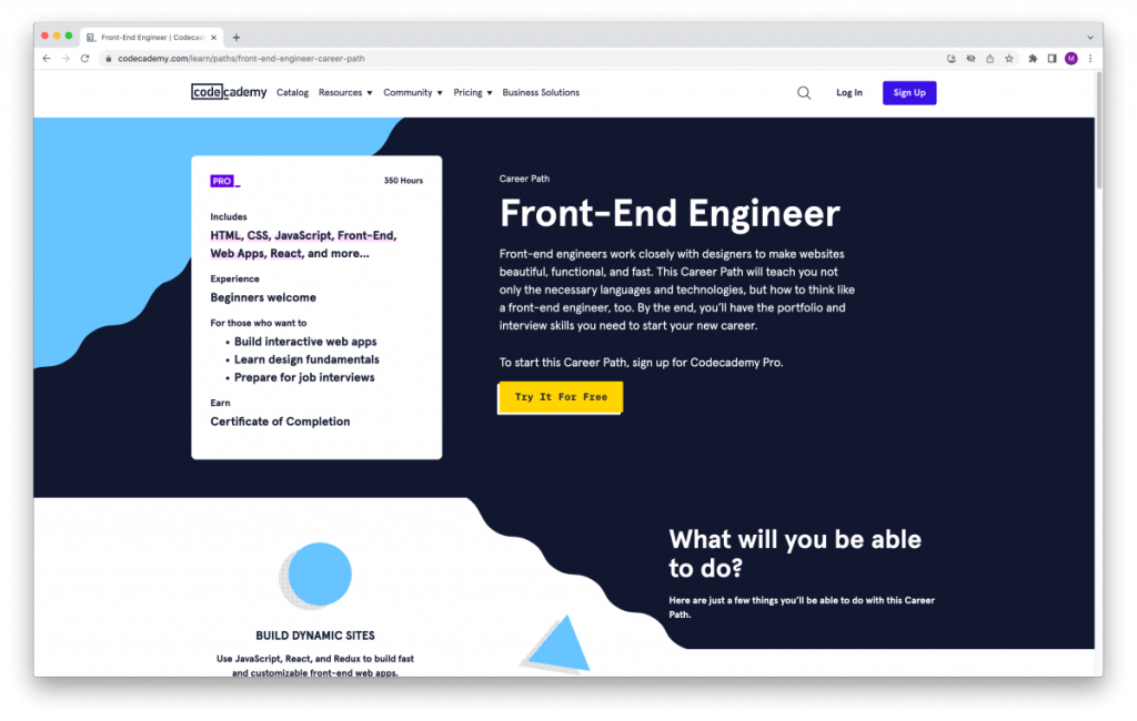 Front-End Engineer Career Path – Codecademy