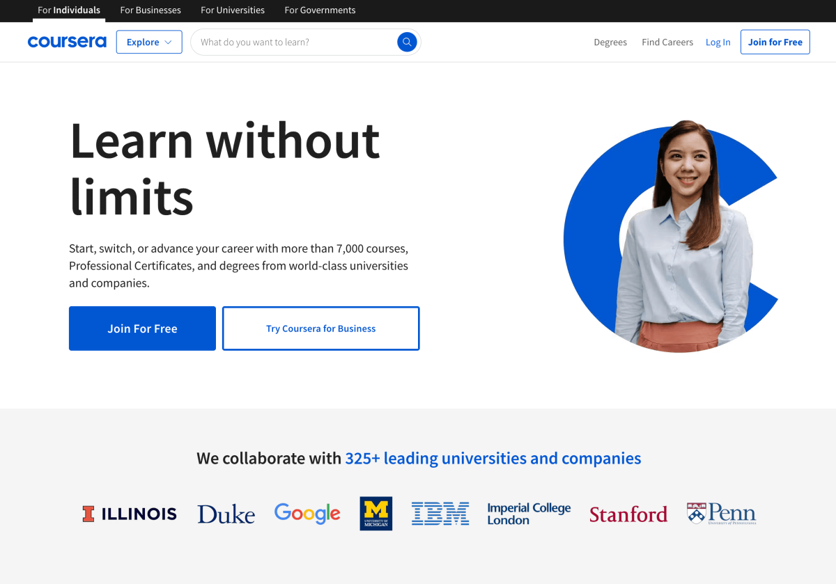 Coursera homepage